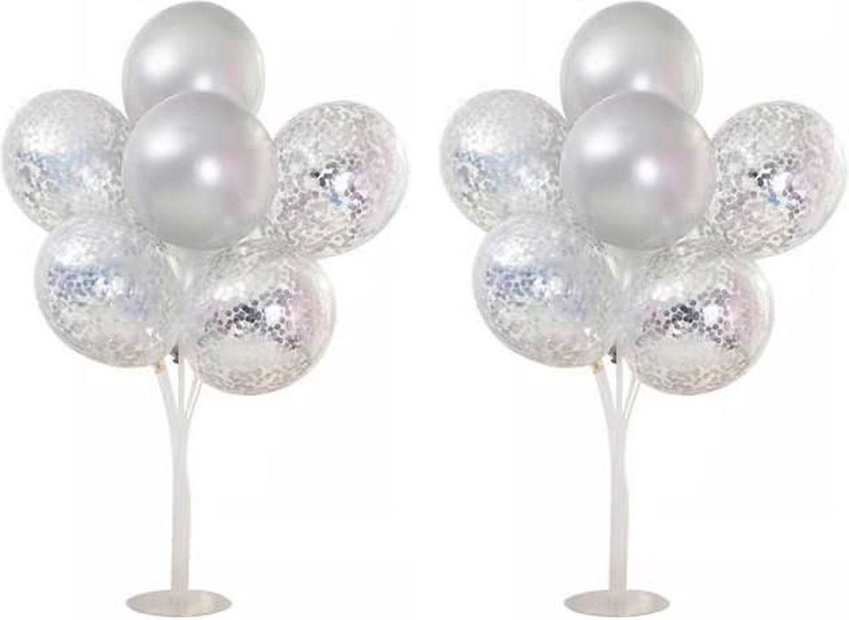 Joya Party® Tafel Ballondecoratie Zilver | Tafeldecoratie Set | Ballonnen Decoratie | Feest Versiering | Decoratie | Verjaardag, Jubileum & Bruiloft